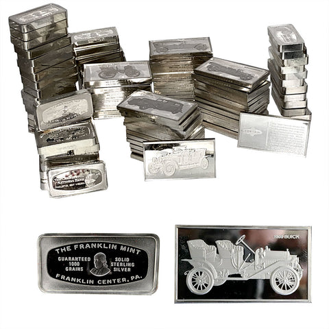 Random 1000 Grain Franklin Mint Banks & Cars Sterling Silver Bars (1.927 ASW)