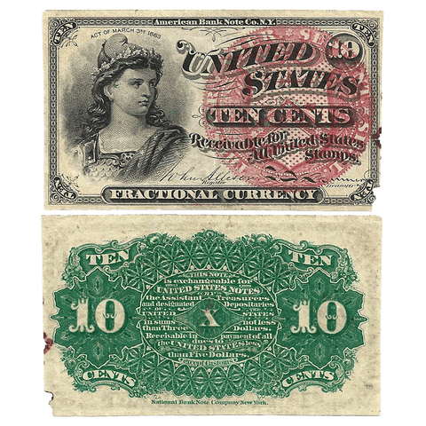 (1869-1875) 4th Issue 10¢ Fractional Fr. 1257 ~ Net Fine