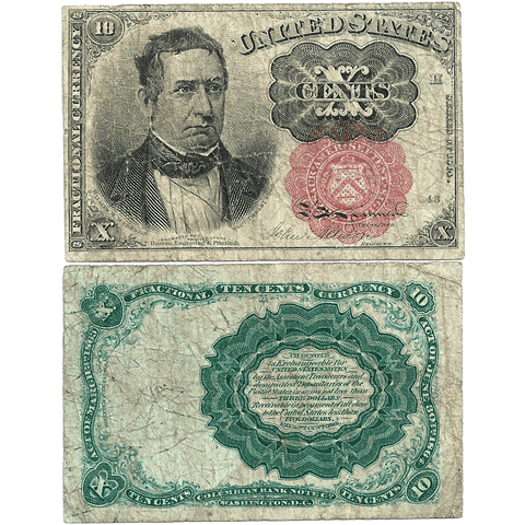 (1874-1876) 5th Issue 10¢ Fractional (Long Key) Fr. 1265 ~ Fine