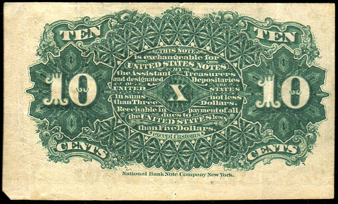 (1869-1875) 4th Issue 10¢ Fractional Fr. 1258 ~ Choice Very Fine
