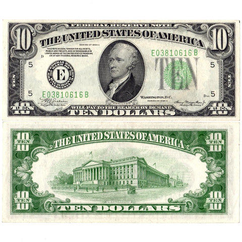 1934-A $10 Federal Reserve Richmond Note Fr. 2006-E - About Uncirculated