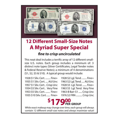 12 Different Small-Size Notes - A Myriad Super Special - Fine to Crisp Unc