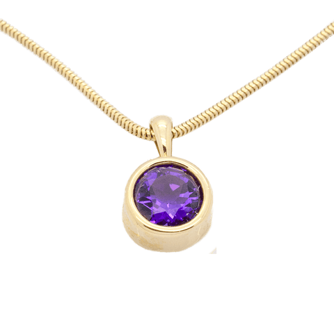 18" 14K Gold Necklace with 1.8 Carat Amethyst & Gold Pendant