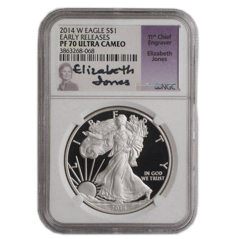 2014 4-Coin "Elizabeth Jones" Silver Eagle NGC Set - MS70/PF70