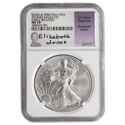 2014 4-Coin "Elizabeth Jones" Silver Eagle NGC Set - MS70/PF70