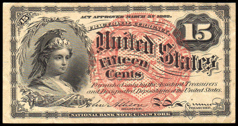 (1869-1875) 4th Issue 15¢ Fractional Fr. 1267 ~ Extremely Fine