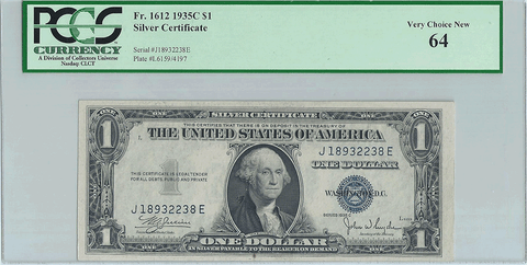 1935-C $1 Silver Certificate Fr. 1612 - PCGS Very Choice New 64