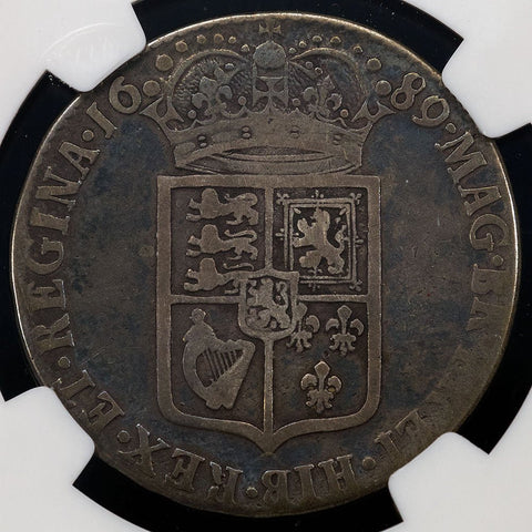 England - 1689 William & Mary Half Crown ESC-503/KM.472.2 - NGC VG 8