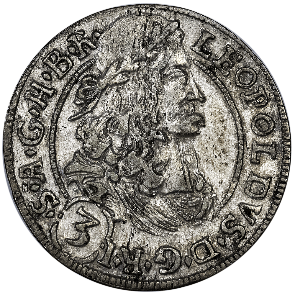 1693 Austria Leopold I Hogmouth Silver 3 Kreuzer KM.1356 - Extremely F