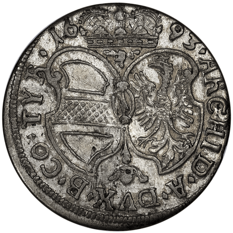 1693 Austria Leopold I Hogmouth Silver 3 Kreuzer KM.1356 - Extremely Fine+