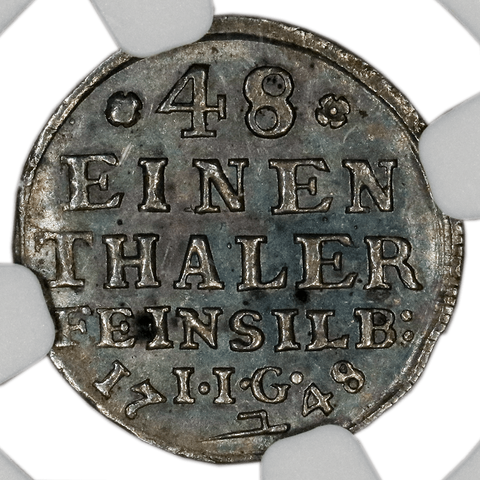 1748 German States, Stolberg Silver 1/48TH Thaler KM.230 - NGC MS 61 (Top Grade)