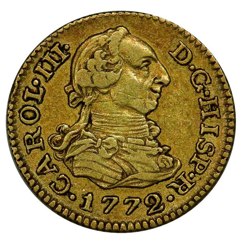 1772 PJ Spain Gold Half Escudo KM. 626.1 - Very Fine