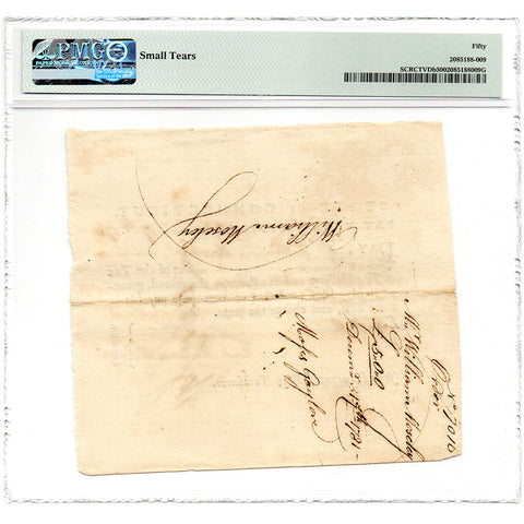 December 17, 1781 Connecticut Pay-Table £5 Note - PMG AU 50