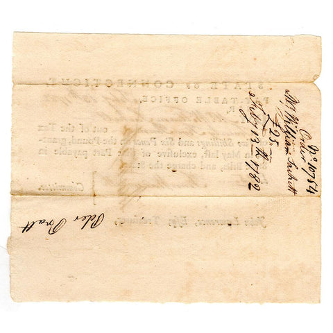February 13th, 1782 Connecticut Pay-Table £25 Revolutionary War Promissory Note - Very Fine