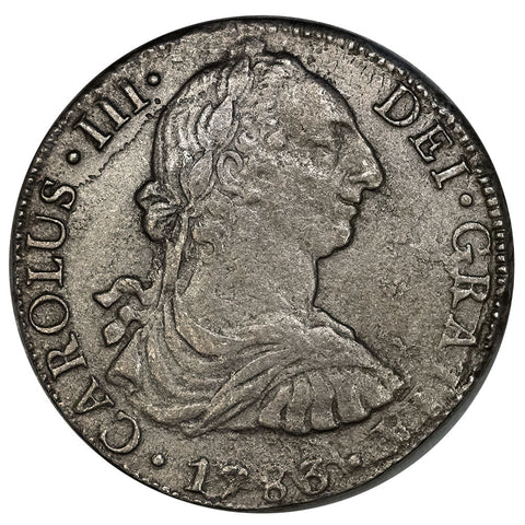 1783-FF Mexico Silver 8 Reales KM.106.2 - Very Fine Detail (Saltwater Effect)