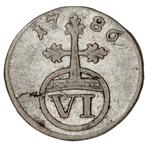 1786 German States, Schwarzburg-Rudolstadt Silver 6 Pfennig KM.127 - Fine