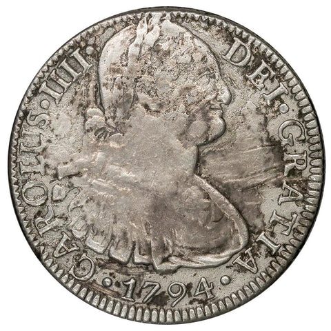 1794-FM Mexico Silver 8 Reales KM.109 - Very Fine Details (Salt Water Damage)