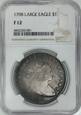 1798 Draped Bust Dollar Lg. Eagle/Pt. 9s B-29, BB-119 R.3 - NGC Fine 12