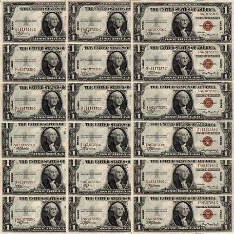 18 Consecutive 1935-A $1 Hawaii Emergency Issue Silver Certificates - About Uncirculated