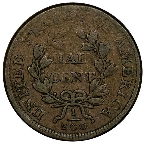 1806 Draped Bust Half Cent - Lg 6/Stems - Fine