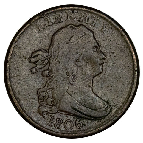 1806 Sm. 6/No Stems Draped Bust Half Cent - Very Good Details