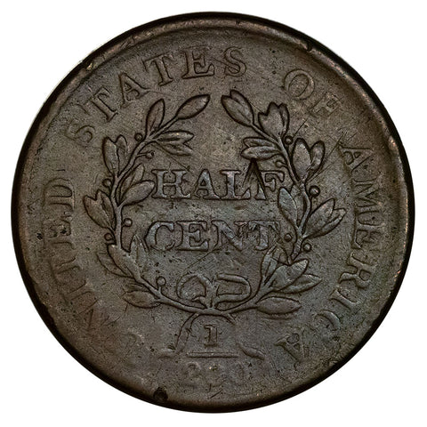 1806 Sm. 6/No Stems Draped Bust Half Cent - Very Good Details
