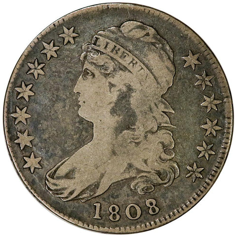 1808/7 Capped Bust Half Dollar - Overton 101 [R1] - Fine