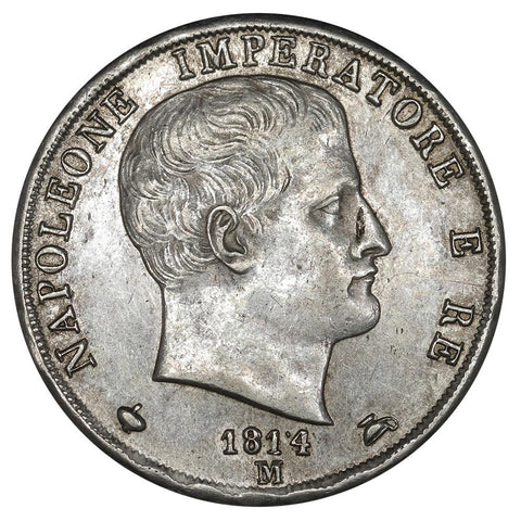 1814-M Italian States, Kingdom of Napoleon Silver 2 Lire KM. C9.1 - AU Details
