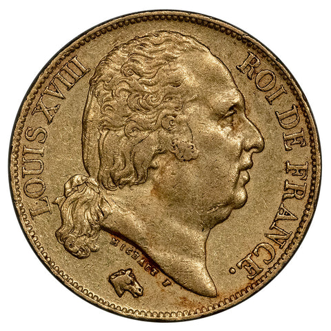1817-A French Louis XVIII 20 Franc Gold Coins KM. 712.1 - Extremely Fine