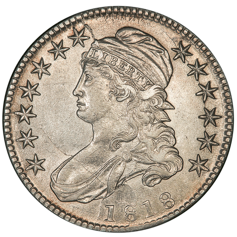 1818 Capped Bust Half Dollar - Overton 104b (R5+) - About Uncirculated