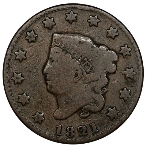 1821 Coronet Head Large Cent - Good+