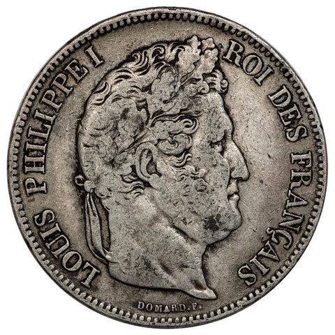 1832-A France Silver 5 Francs KM.749.1 - Fine