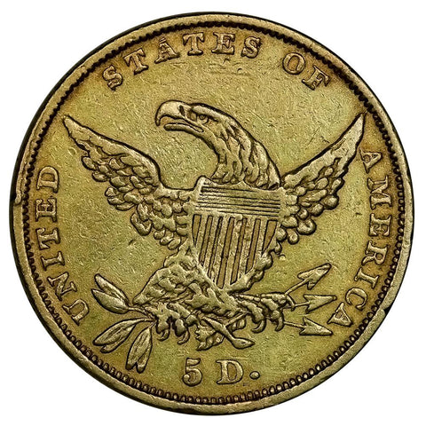 1834 Plain 4 Classic Head $5 Gold Coin - VF/XF