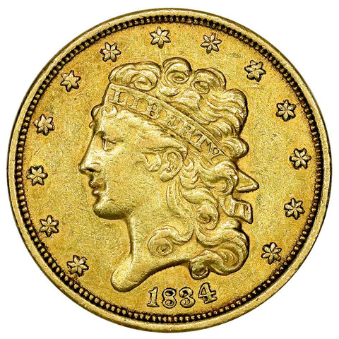 1834 Plain 4 Classic Head $5 Gold Coin - XF/AU