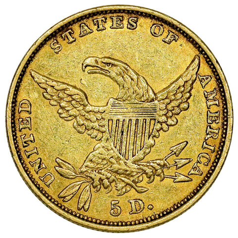 1834 Plain 4 Classic Head $5 Gold Coin - XF/AU