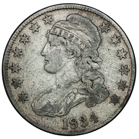 1834 LD/SL Capped Bust Half Dollar - Fine+ Details (Dug Coin)