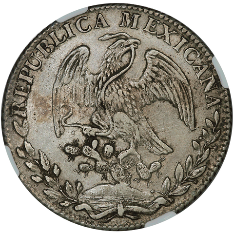 1835-GoPJ Mexico Cap & Rays 8 Reales Star on Cap - KM.377.8 - NGC AU Details