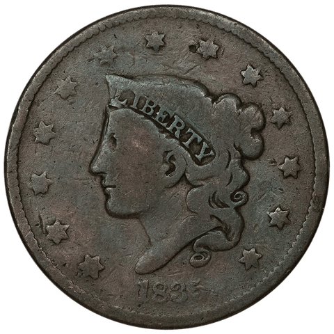 1835 Coronet Head Large Cent ~ Very Good