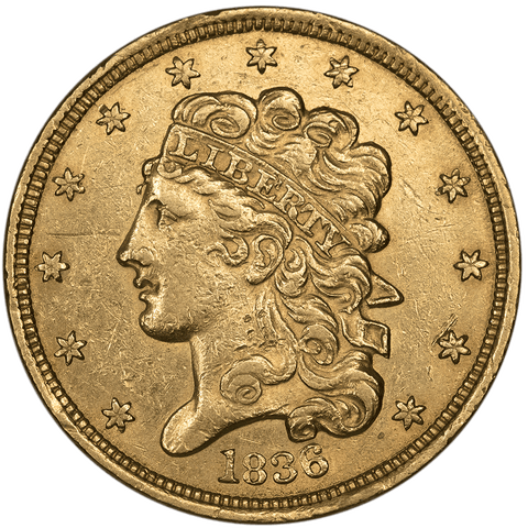 1836 Classic Head $5 Gold - Ex-Jewelry XF Details