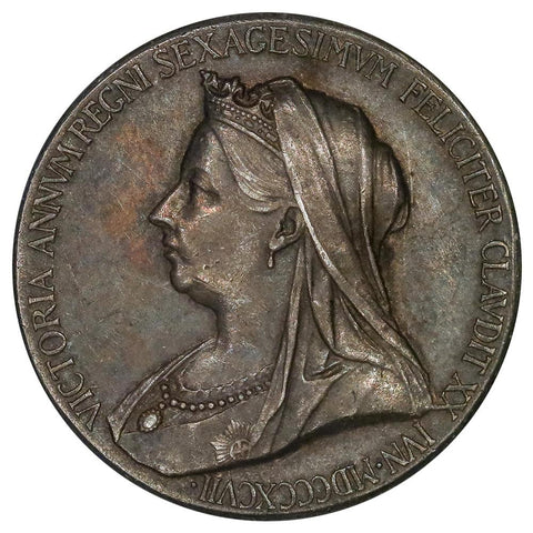 1897 Great Britain Victoria Diamond Anniversary Silver Medal 26mm - AU