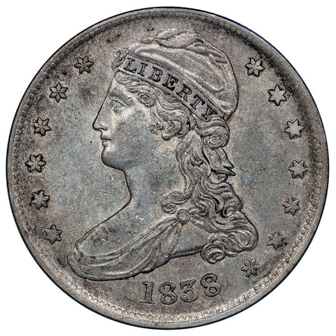 1838 Reeded Edge Capped Bust Half Dollar - Extremely Fine