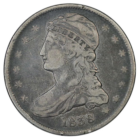 1838 Reeded Edge Capped Bust Half Dollar - Fine (chippy rim)