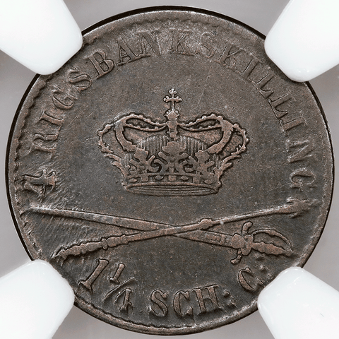 1841-FK Denmark Christian VIII Silver Rigsbankskilling KM.721.1 - NGC VF 35