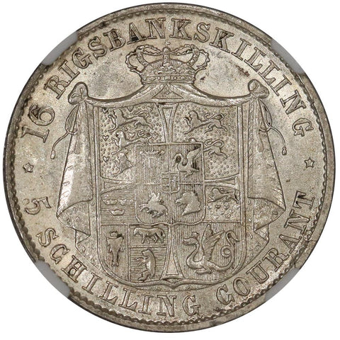 1842 FK-VS Denmark Silver 16 Rigsbankskilling KM.733 - NGC XF 45