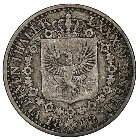 1842-A German States, Prussia Silver 1/6 Thaler KM.436.1 - Very Fine