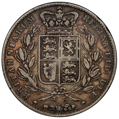 Low Mintage 1844 Great Britain Silver Crown KM. 741 - Fine+