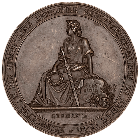 1844 Germany, Berlin Industrial Exposition in Berlin 44mm Bronze Medal - XF/AU