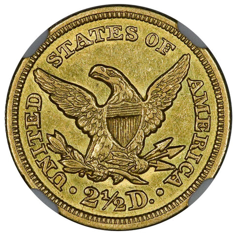 1845 $2.5 Liberty Quarter Eagle Gold Coin - NGC AU 58