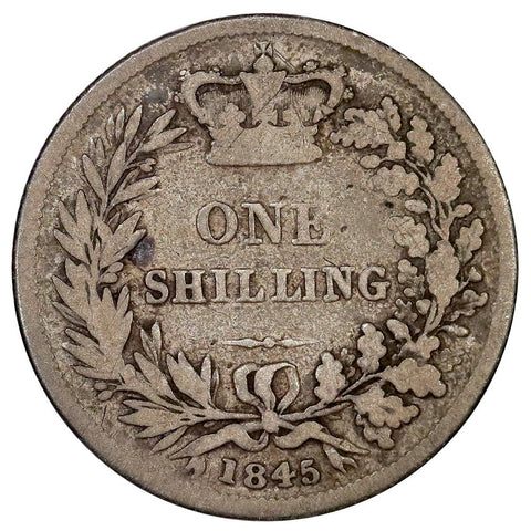 1845 Great Britain Silver Shilling - Very Good