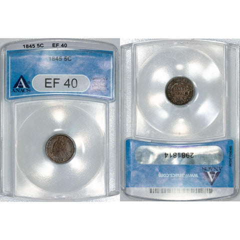 1845 Seated Half Dime - ANACS XF 40 - Extremely Fine